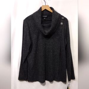 NWT I.N.Studio Cowl Neck Sweater Women's L Black Boho Retro 90s Y2K Casual